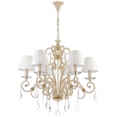 Φωτιστικό Κρεμαστό 6xE14 Μεταλλικό Μπεζ Υφασμάτινα Καπέλα 5276-6